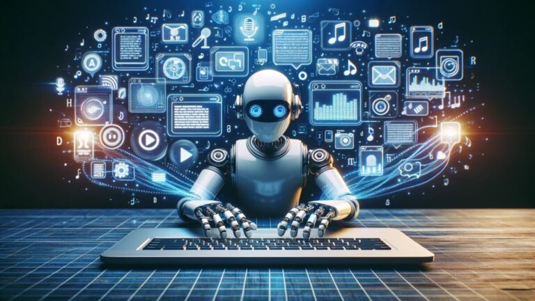 Estudiantes en aula utilizando tecnología digital mientras docente observa, simbolizando integridad académica frente a uso de IA