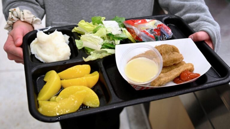 Niños y niñas en una escuela de Colorado reciben alimentos saludables como parte del programa estatal de comidas escolares gratuitas.