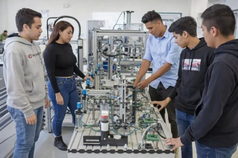 Estudiantes chilenos en laboratorio universitario representan el fortalecimiento de la educación universitaria estatal