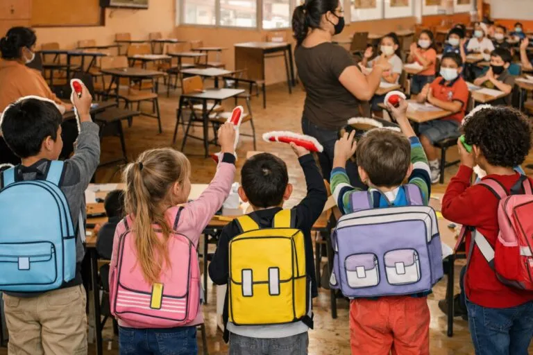 Estudiantes de educación básica y docentes en reunión pedagógica para fortalecer prácticas educativas en México