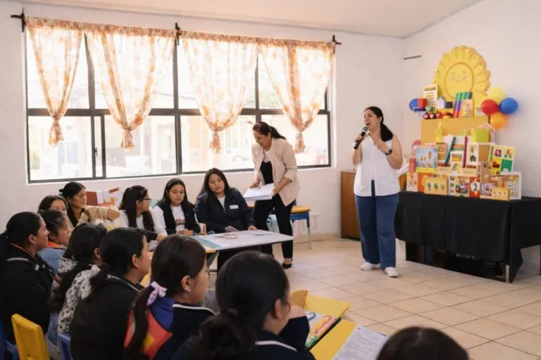 Docentes de educación inicial y preescolar colaborando y compartiendo prácticas pedagógicas en encuentro educativo en Guanajuato