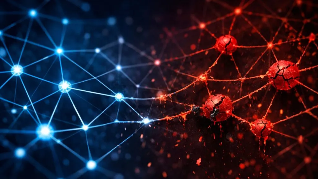 representación visual del bienestar emocional con red de conexiones mostrando relaciones saludables y relaciones tóxicas en contraste