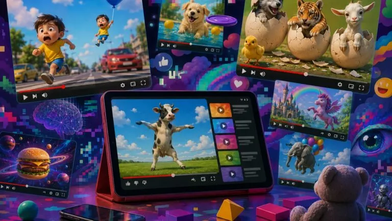 Pantallas digitales con videos infantiles generados por inteligencia artificial