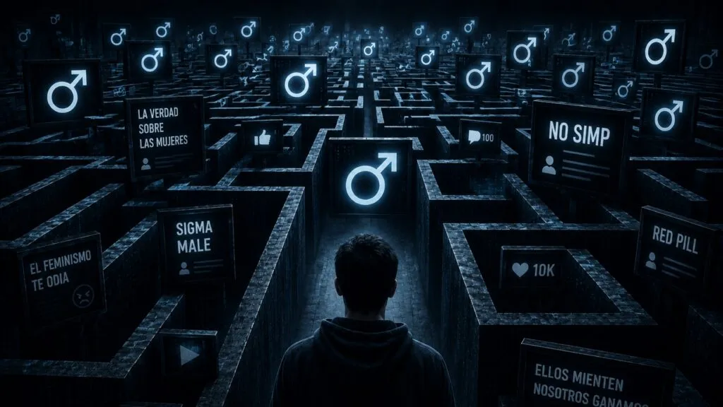 Representación digital sobre crecimiento de la manosfera y discursos extremistas en redes sociales