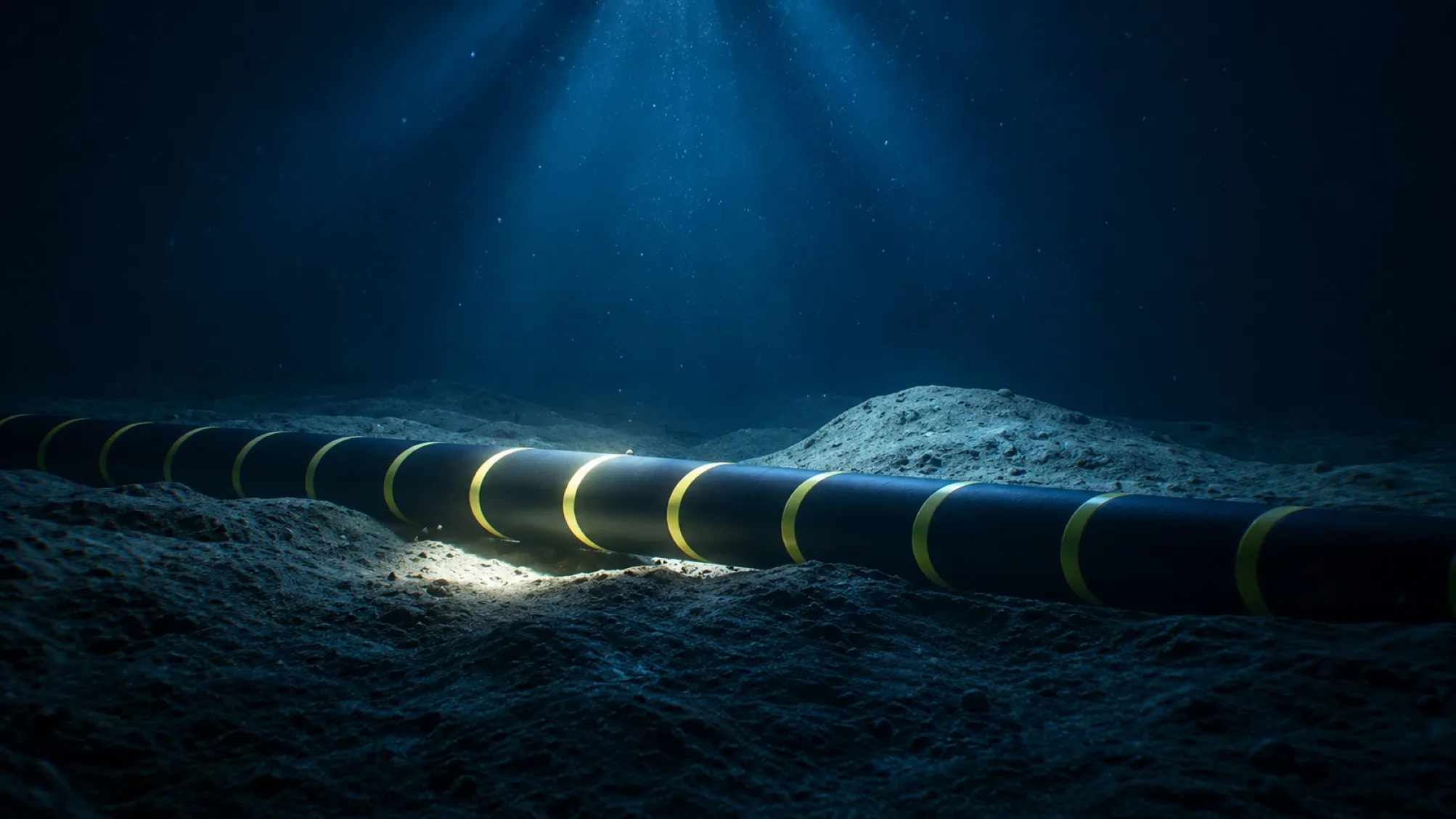Red de cables submarinos de fibra óptica que transportan datos de internet entre continentes